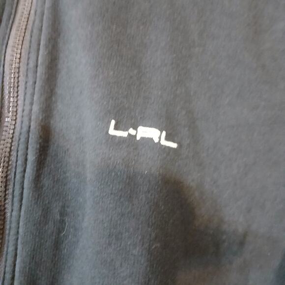 L-RL Lauren Active Womens Petite Sm Zip Jacket Black White Embroidered Sleeves - Picture 4 of 6